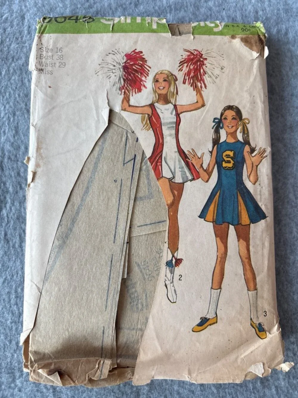 Simplicity 9645 Cheerleader Dress Sewing Pattern Size 16 Uncut